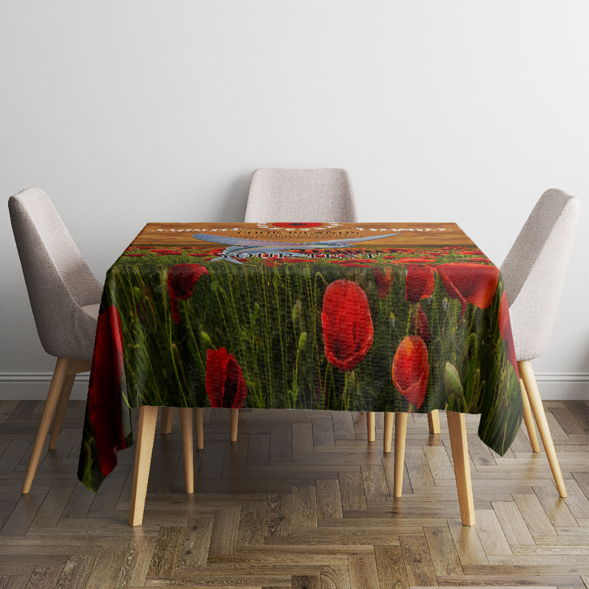 Cook Islands ANZAC Day Personalised Tablecloth with Poppy Field LT9 - Polynesian Pride