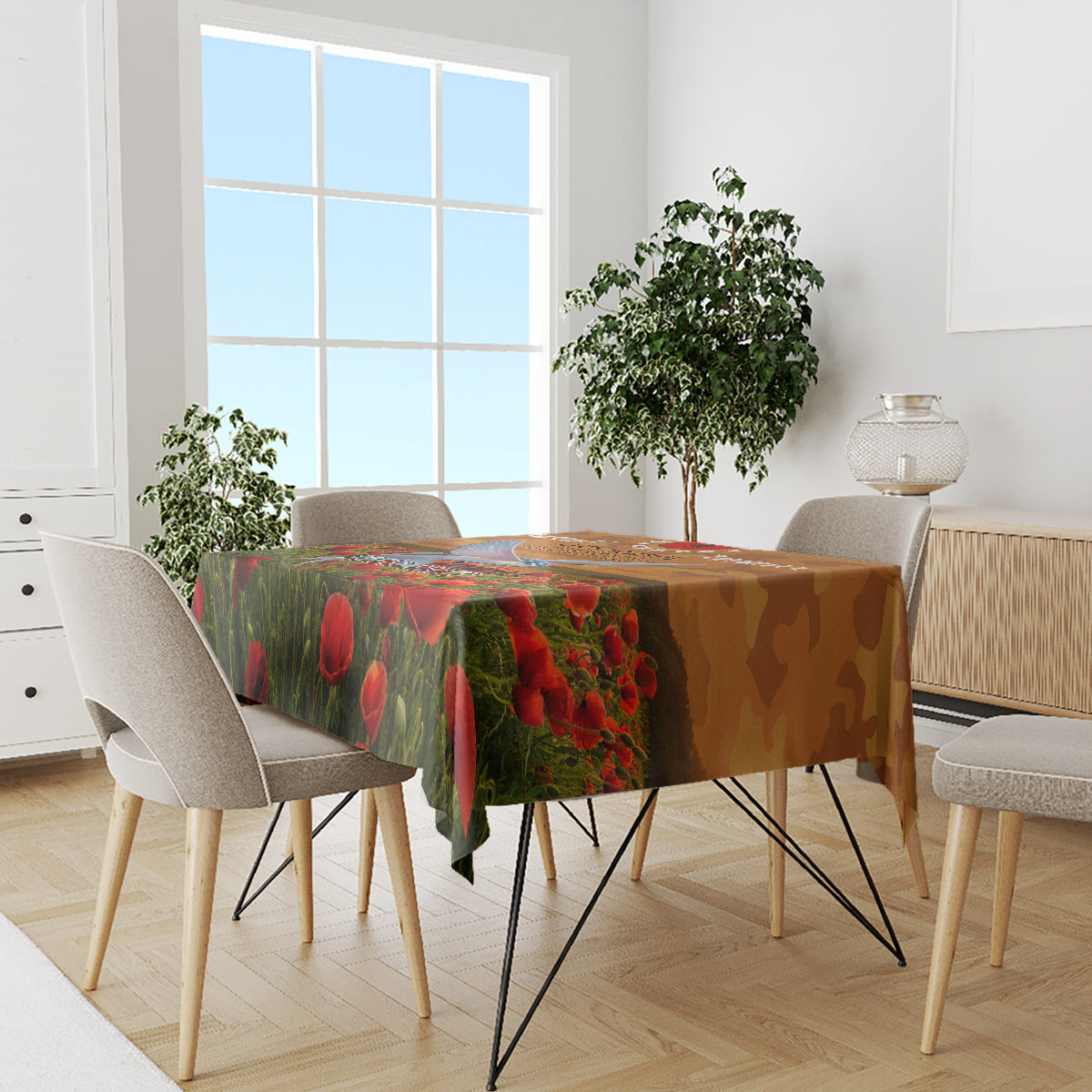 Cook Islands ANZAC Day Personalised Tablecloth with Poppy Field LT9 - Polynesian Pride