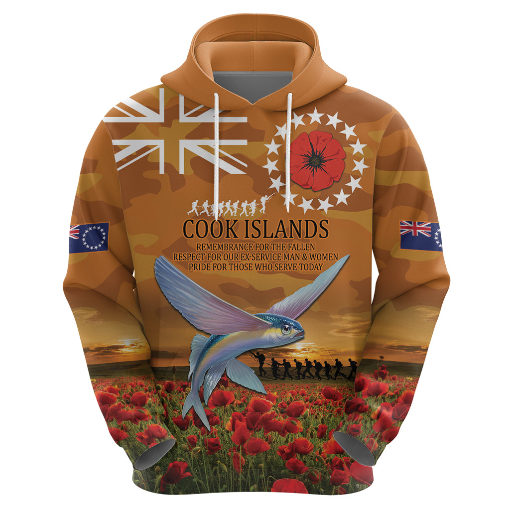 Cook Islands ANZAC Day Personalised Zip Hoodie with Poppy Field LT9 - Polynesian Pride