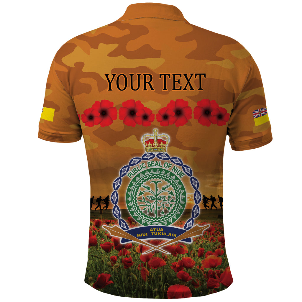 Niue ANZAC Day Personalised Polo Shirt with Poppy Field LT9 - Polynesian Pride