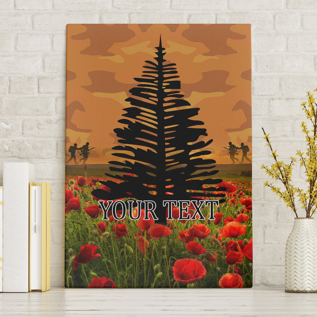 Norfolk Island ANZAC Day Personalised Canvas Wall Art with Poppy Field LT9 Art - Polynesian Pride