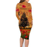 Norfolk Island ANZAC Day Personalised Family Matching Long Sleeve Bodycon Dress and Hawaiian Shirt with Poppy Field LT9 - Polynesian Pride