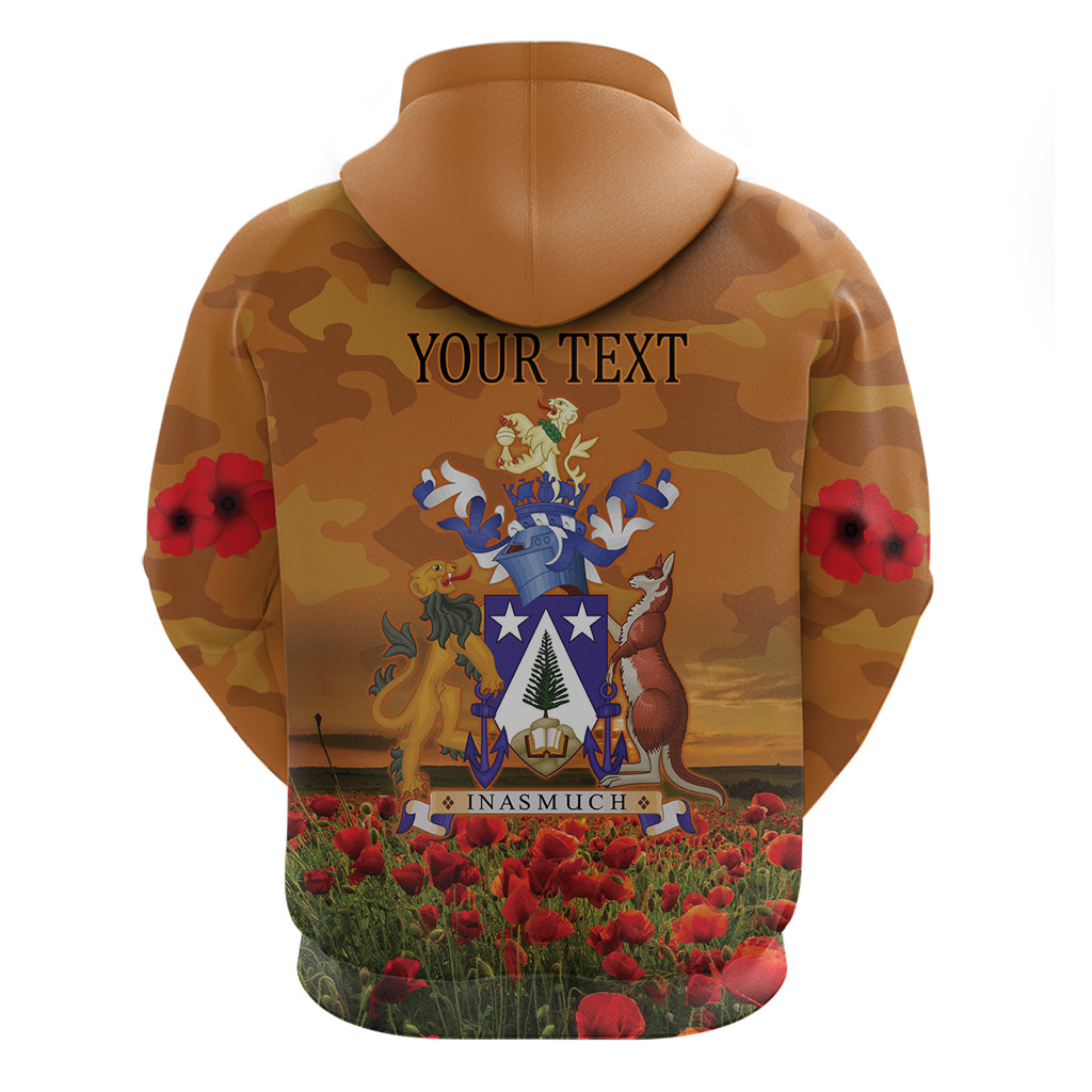 Norfolk Island ANZAC Day Personalised Hoodie with Poppy Field LT9 - Polynesian Pride