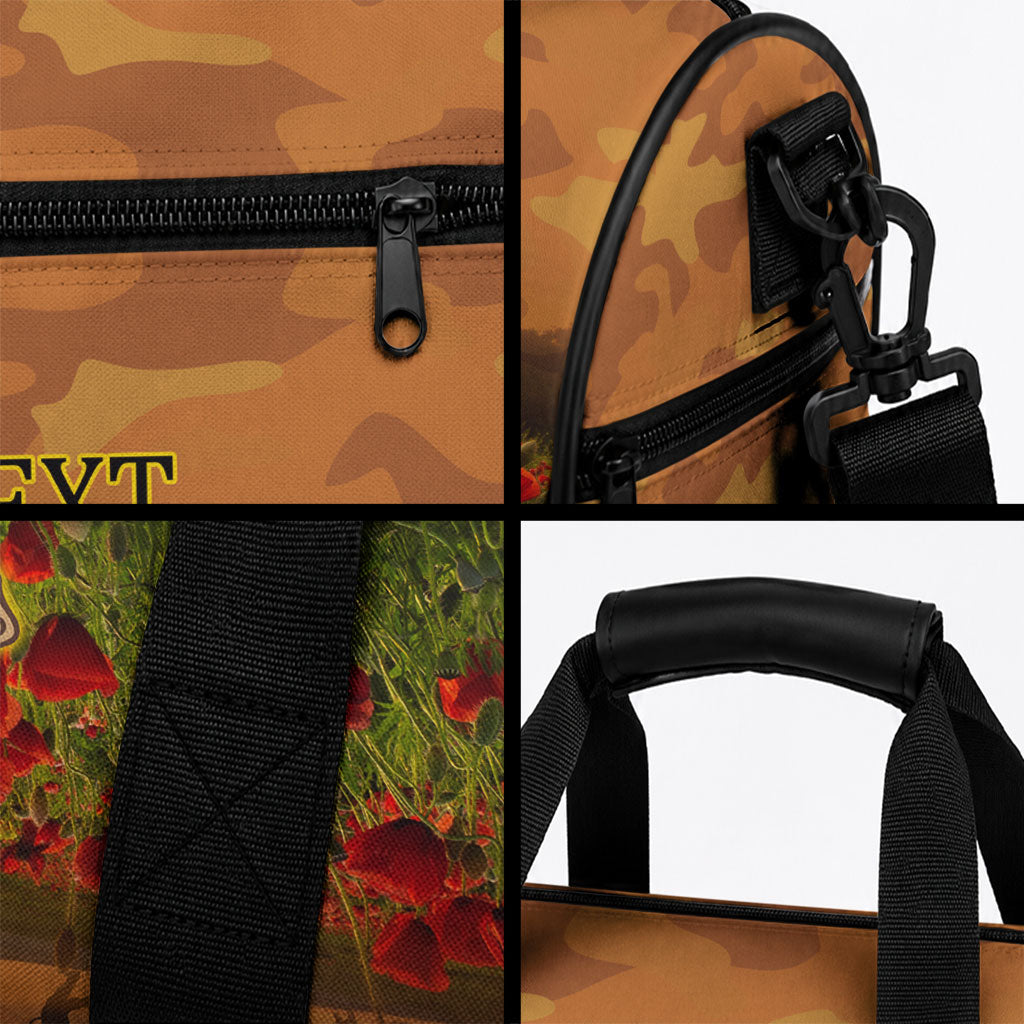 Tokelau ANZAC Day Personalised Duffle Bag with Poppy Field LT9 - Polynesian Pride