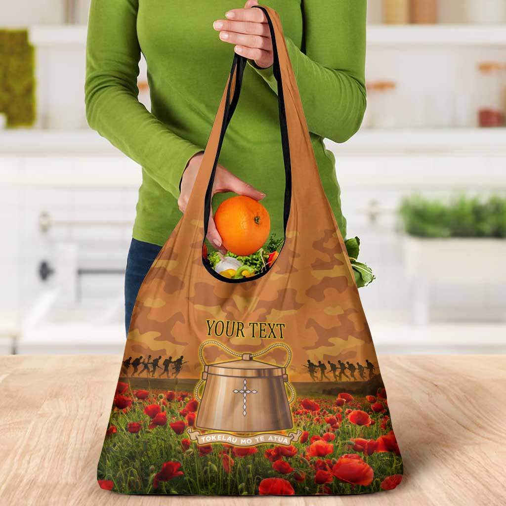 Tokelau ANZAC Day Personalised Grocery Bag with Poppy Field LT9 - Polynesian Pride