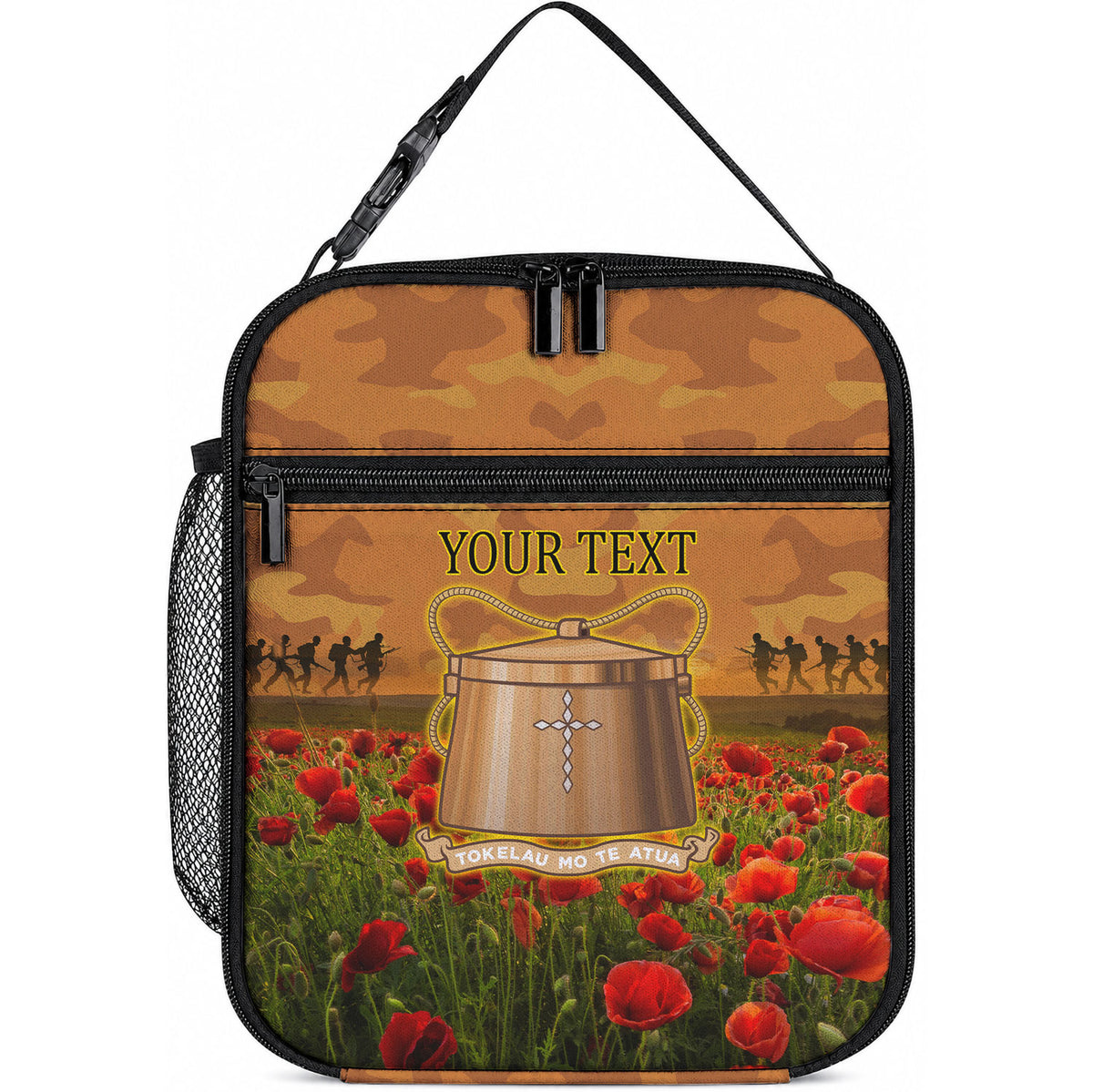 Tokelau ANZAC Day Personalised Lunch Bag with Poppy Field LT9 10.2 × 8.3 × 4.3 inch Art - Polynesian Pride