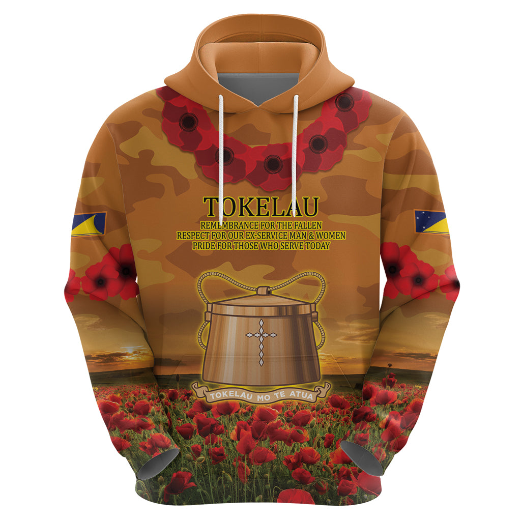 Tokelau ANZAC Day Personalised Zip Hoodie with Poppy Field LT9 - Polynesian Pride