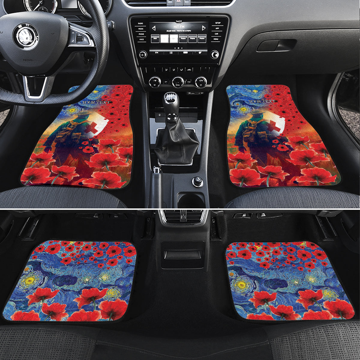 Tonga ANZAC Day Personalised Car Mats Soldier Te Tau Manatui Kinautolu with Poppy Field LT9 Art - Polynesian Pride