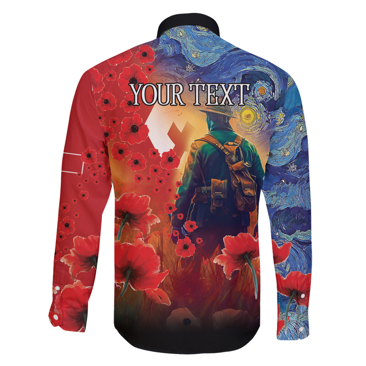 Tonga ANZAC Day Personalised Family Matching Off Shoulder Short Dress and Hawaiian Shirt Soldier Te Tau Manatui Kinautolu with Poppy Field LT9 - Polynesian Pride