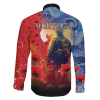 Tonga ANZAC Day Personalised Family Matching Short Sleeve Bodycon Dress and Hawaiian Shirt Soldier Te Tau Manatui Kinautolu with Poppy Field LT9 - Polynesian Pride