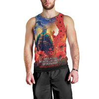 Tonga ANZAC Day Personalised Men Tank Top Soldier Te Tau Manatui Kinautolu with Poppy Field LT9 - Polynesian Pride