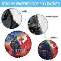 Tonga ANZAC Day Personalised Spare Tire Cover Soldier Te Tau Manatui Kinautolu with Poppy Field LT9 - Polynesian Pride