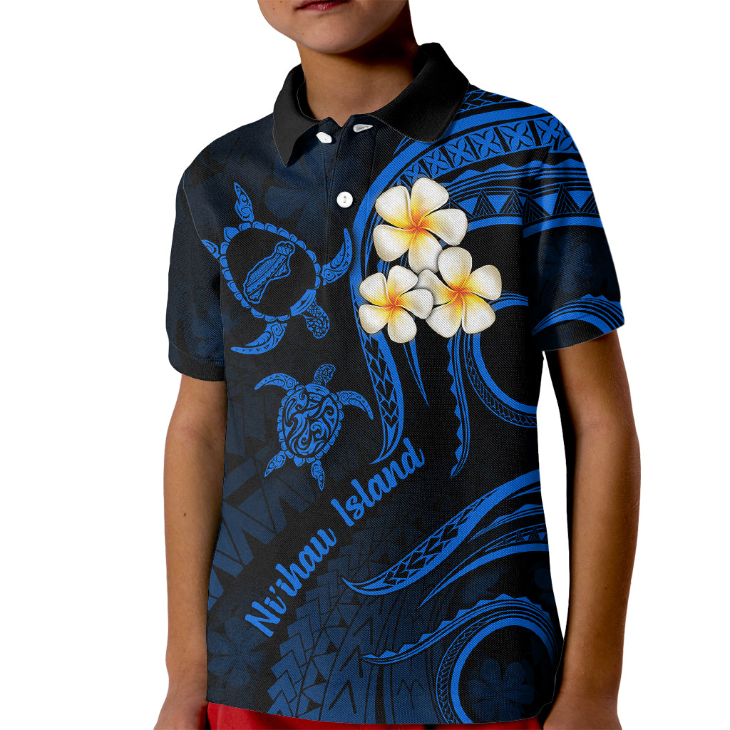 Hawaii Kid Polo Shirt Niihau Islands Polynesian Sunset Plumeria Blue Vibe LT9 Kid Blue - Polynesian Pride