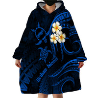Hawaii Wearable Blanket Hoodie Niihau Islands Polynesian Sunset Plumeria Blue Vibe LT9 - Polynesian Pride
