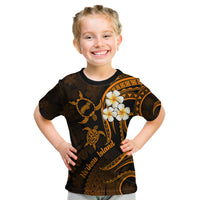 Hawaii Kid T Shirt Niihau Islands Polynesian Sunset Plumeria Gold Vibe LT9 Gold - Polynesian Pride