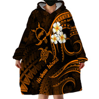 Hawaii Wearable Blanket Hoodie Niihau Islands Polynesian Sunset Plumeria Gold Vibe LT9 - Polynesian Pride