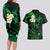 Hawaii Couples Long Sleeve Bodycon Dress and Hawaiian Shirt Niihau Islands Polynesian Sunset Plumeria Green Vibe LT9 - Polynesian Pride