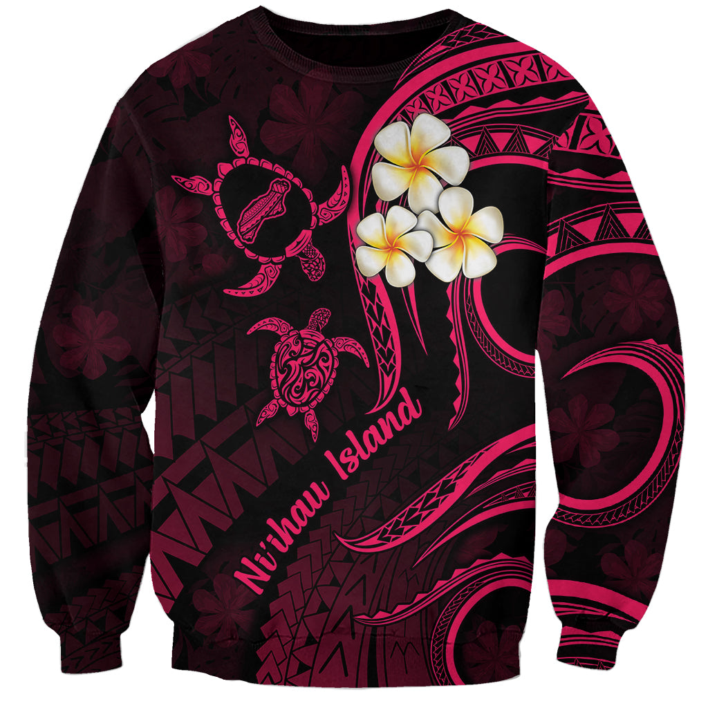Hawaii Sweatshirt Niihau Islands Polynesian Sunset Plumeria Pink Vibe LT9 Unisex Pink - Polynesian Pride