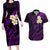 Polynesian Hawaii Couples Long Sleeve Bodycon Dress and Hawaiian Shirt Niihau Islands with Pacific Plumeria Purple Vibe LT9 Purple - Polynesian Pride