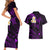 Polynesian Hawaii Couples Short Sleeve Bodycon Dress and Hawaiian Shirt Niihau Islands with Pacific Plumeria Purple Vibe LT9 - Polynesian Pride