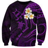 Polynesian Hawaii Sweatshirt Niihau Islands with Pacific Plumeria Purple Vibe LT9 Unisex Purple - Polynesian Pride