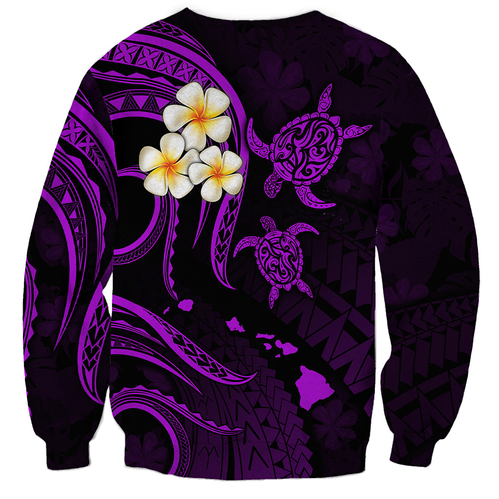 Polynesian Hawaii Sweatshirt Niihau Islands with Pacific Plumeria Purple Vibe LT9 - Polynesian Pride
