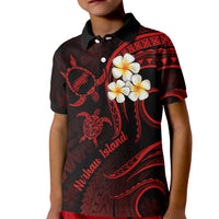 Polynesian Hawaii Kid Polo Shirt Niihau Islands with Pacific Plumeria Red Vibe LT9 Kid Red - Polynesian Pride
