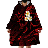 Polynesian Hawaii Wearable Blanket Hoodie Niihau Islands with Pacific Plumeria Red Vibe LT9 - Polynesian Pride