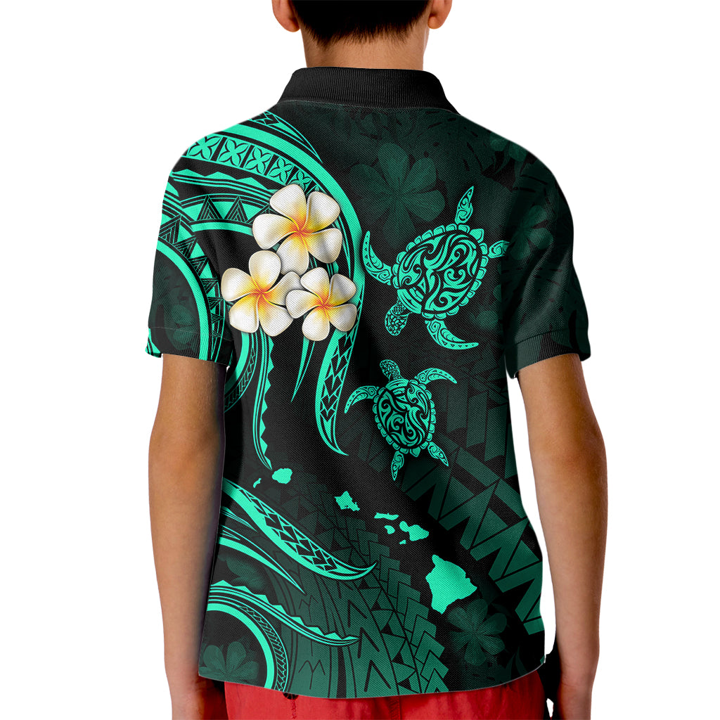 Polynesian Hawaii Kid Polo Shirt Niihau Islands with Pacific Plumeria Turquoise Vibe LT9 - Polynesian Pride