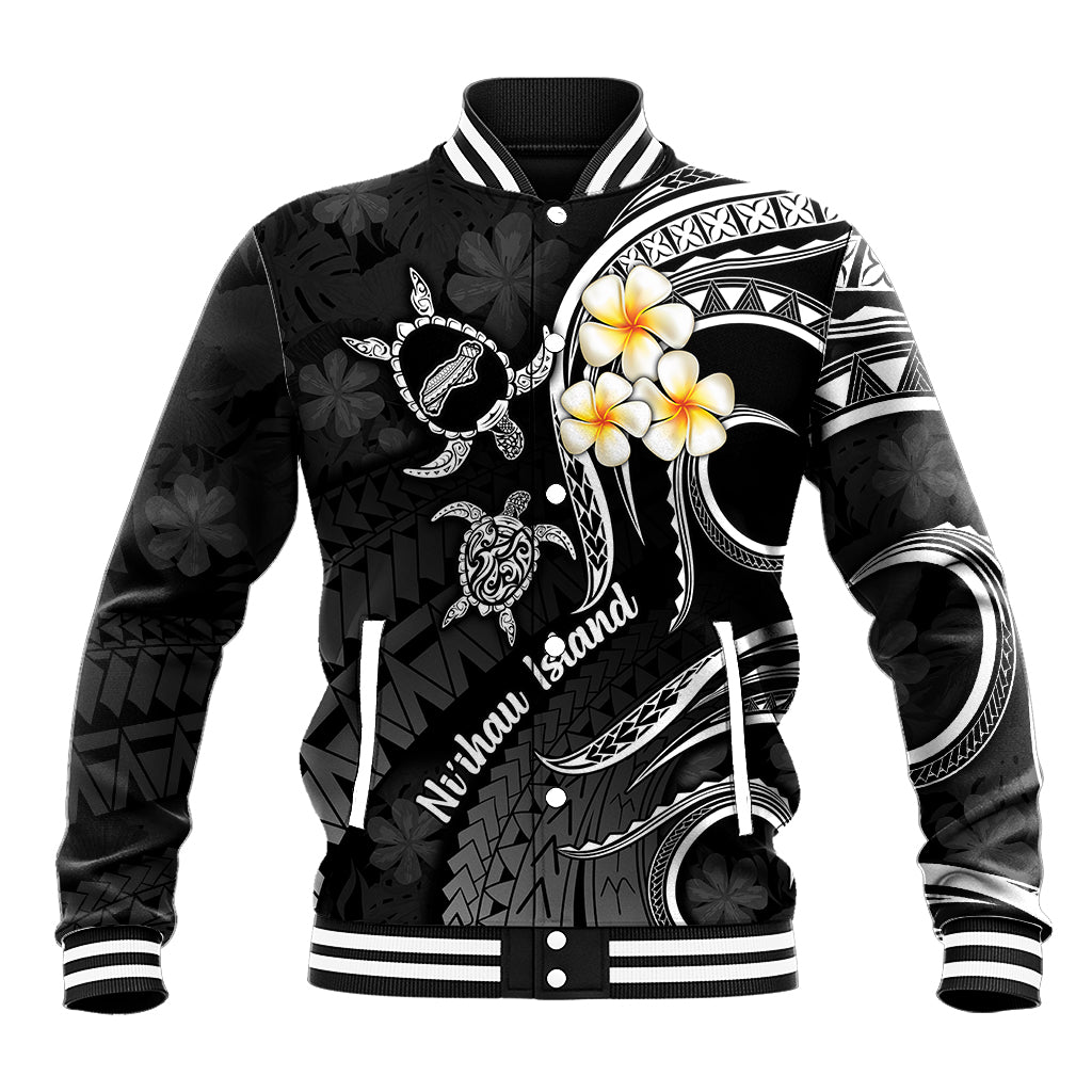 Polynesian Hawaii Baseball Jacket Niihau Islands with Pacific Plumeria White Vibe LT9 Unisex White - Polynesian Pride