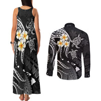 Polynesian Hawaii Couples Matching Tank Maxi Dress and Long Sleeve Button Shirts Niihau Islands with Pacific Plumeria White Vibe LT9 - Polynesian Pride