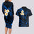 Hawaii Couples Long Sleeve Bodycon Dress and Hawaiian Shirt Molokai Islands Polynesian Sunset Plumeria Blue Vibe LT9 - Polynesian Pride