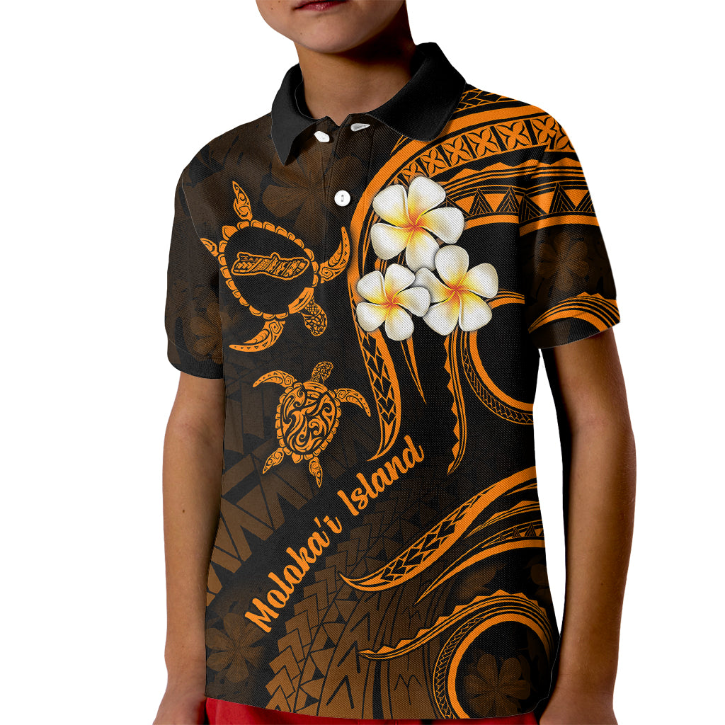 Hawaii Kid Polo Shirt Molokai Islands Polynesian Sunset Plumeria Gold Vibe LT9 Kid Gold - Polynesian Pride