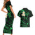 Hawaii Couples Short Sleeve Bodycon Dress and Hawaiian Shirt Molokai Islands Polynesian Sunset Plumeria Green Vibe LT9 - Polynesian Pride