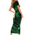 Hawaii Short Sleeve Bodycon Dress Molokai Islands Polynesian Sunset Plumeria Green Vibe LT9 - Polynesian Pride