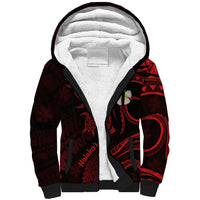 Polynesian Hawaii Sherpa Hoodie Molokai Islands with Pacific Plumeria Red Vibe LT9 Unisex Red - Polynesian Pride