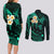 Polynesian Hawaii Couples Long Sleeve Bodycon Dress and Long Sleeve Button Shirts Molokai Islands with Pacific Plumeria Turquoise Vibe LT9 - Polynesian Pride