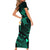 Polynesian Hawaii Short Sleeve Bodycon Dress Molokai Islands with Pacific Plumeria Turquoise Vibe LT9 - Polynesian Pride