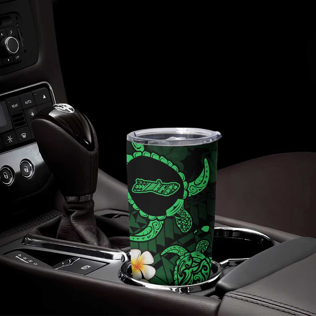 Hawaii Molokaʻi Islands Pacific Plumeria Tumbler Cup Green Polynesian Tattoo