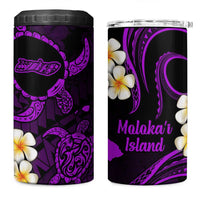 Hawaii Molokaʻi Islands Pacific Plumeria 4 in 1 Can Cooler Tumbler Purple Polynesian Tattoo