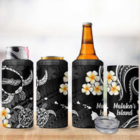 Hawaii Molokaʻi Islands Pacific Plumeria 4 in 1 Can Cooler Tumbler White Polynesian Tattoo