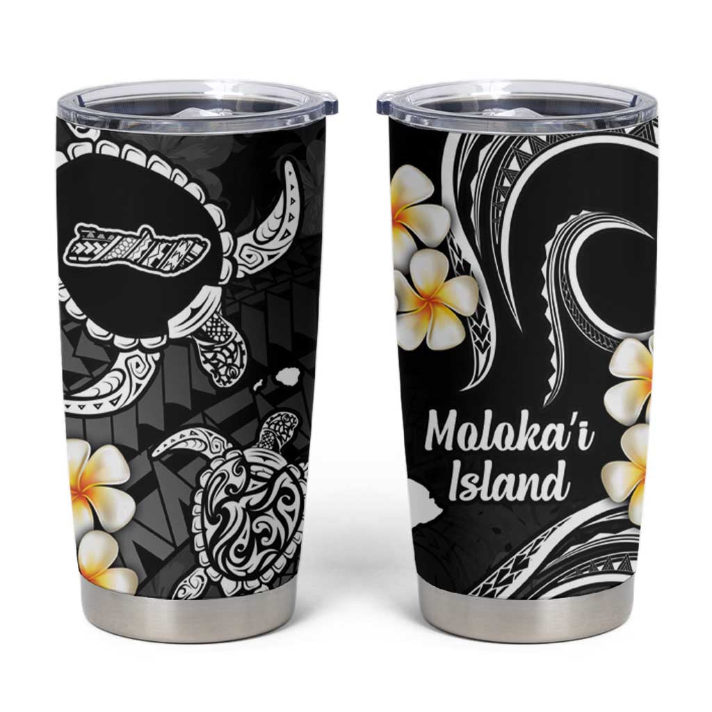 Hawaii Molokaʻi Islands Pacific Plumeria Tumbler Cup White Polynesian Tattoo