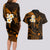 Hawaii Couples Long Sleeve Bodycon Dress and Hawaiian Shirt Lanai Islands Polynesian Sunset Plumeria Gold Vibe LT9 - Polynesian Pride