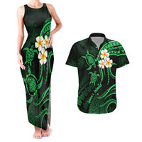 Hawaii Couples Matching Tank Maxi Dress And Hawaiian Shirt Lanai Islands Polynesian Sunset Plumeria Green Vibe LT9 Green - Polynesian Pride