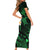 Hawaii Short Sleeve Bodycon Dress Lanai Islands Polynesian Sunset Plumeria Green Vibe LT9 - Polynesian Pride