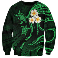 Hawaii Sweatshirt Lanai Islands Polynesian Sunset Plumeria Green Vibe LT9 Unisex Green - Polynesian Pride