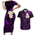 Polynesian Hawaii Couples Short Sleeve Bodycon Dress and Hawaiian Shirt Lanai Islands with Pacific Plumeria Purple Vibe LT9 Purple - Polynesian Pride