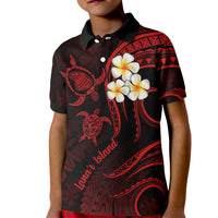 Polynesian Hawaii Kid Polo Shirt Lanai Islands with Pacific Plumeria Red Vibe LT9 Kid Red - Polynesian Pride