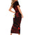 Polynesian Hawaii Short Sleeve Bodycon Dress Lanai Islands with Pacific Plumeria Red Vibe LT9 - Polynesian Pride