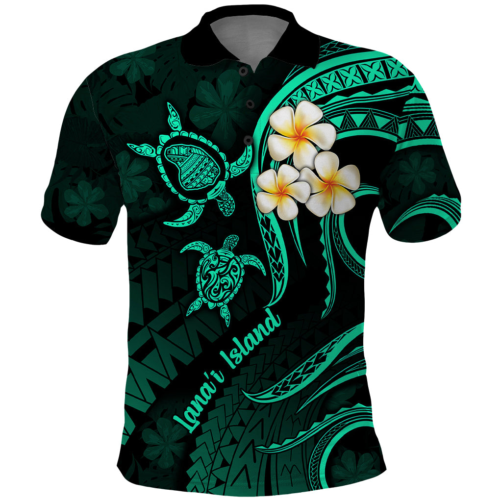 Polynesian Hawaii Polo Shirt Lanai Islands with Pacific Plumeria Turquoise Vibe LT9 Turquoise - Polynesian Pride